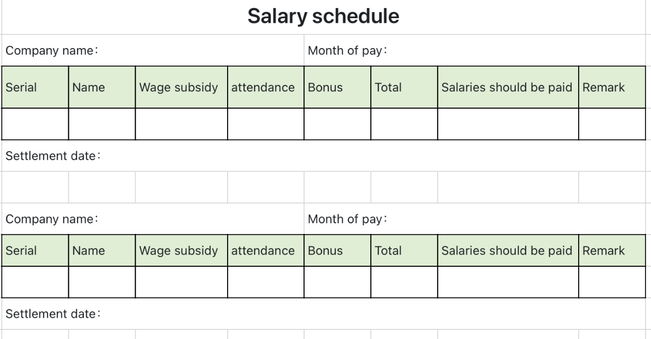 Salary schedule 13